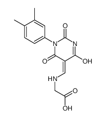 2-[[1-(3,4-dimethylphenyl)-2,4,6-trioxo-1,3-diazinan-5-ylidene]methylamino]acetic acid Structure