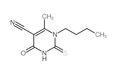 1-butyl-6-methyl-4-oxo-2-sulfanylidene-pyrimidine-5-carbonitrile结构式