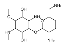 2-amino-3-[3-amino-6-(aminomethyl)oxan-2-yl]oxy-6-methoxy-5-methylamin o-cyclohexane-1,4-diol结构式