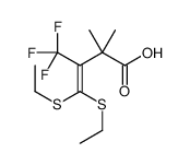 4,4-bis(ethylsulfanyl)-2,2-dimethyl-3-(trifluoromethyl)but-3-enoic acid结构式