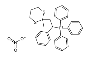 (2-(2-methyl-1,3-dithian-2-yl)-1-phenylethyl)triphenylphosphonium nitrate Structure