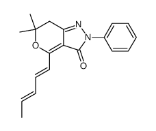 6,6-Dimethyl-4-((1E,3E)-penta-1,3-dienyl)-2-phenyl-6,7-dihydro-2H-pyrano[4,3-c]pyrazol-3-one Structure