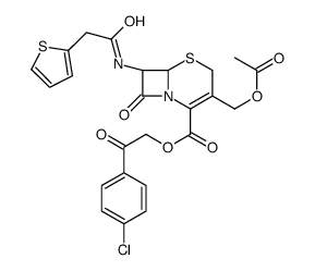 2-(p-chlorophenyl)-2-oxoethyl (6R-trans)-3-(acetoxymethyl)-8-oxo-7-(2-thienylacetamido)-5-thia-1-azabicyclo[4.2.0]oct-2-ene-2-carboxylate structure