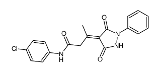 N-(4-chlorophenyl)-3-(3,5-dioxo-1-phenylpyrazolidin-4-ylidene)butanamide结构式