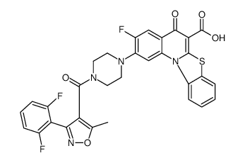 2-(4-{[3-(2,6-Difluorophenyl)-5-methyl-1,2-oxazol-4-yl]carbonyl}- 1-piperazinyl)-3-fluoro-5-oxo-5H-[1,3]benzothiazolo[3,2-a]quinoli ne-6-carboxylic acid Structure