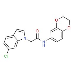 2-(6-Chloro-1H-indol-1-yl)-N-(2,3-dihydro-1,4-benzodioxin-6-yl)acetamide结构式
