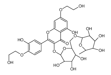 5-hydroxy-7-(2-hydroxyethoxy)-2-[3-hydroxy-4-(2-hydroxyethoxy)phenyl]-3-[(2S,3R,4S,5S,6R)-3,4,5-trihydroxy-6-[[(2R,3R,4R,5R,6S)-3,4,5-trihydroxy-6-methyloxan-2-yl]oxymethyl]oxan-2-yl]oxychromen-4-one结构式