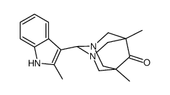 5,7-dimethyl-2-(2-methyl-1H-indol-3-yl)-1,3-diazatricyclo[3.3.1.1~3,7~]decan-6-one结构式