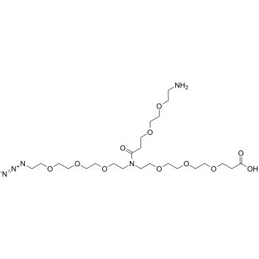 N-(Azido-PEG3)-N-(PEG2-amine)-PEG3-acid结构式