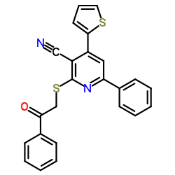 2-[(2-Oxo-2-phenylethyl)sulfanyl]-6-phenyl-4-(2-thienyl)nicotinonitrile Structure