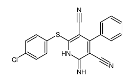 2-amino-6-(4-chlorophenyl)sulfanyl-4-phenylpyridine-3,5-dicarbonitrile Structure
