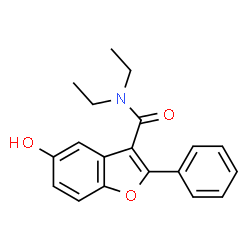 N,N-diethyl-5-hydroxy-2-phenylbenzofuran-3-carboxamide structure