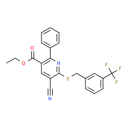 ETHYL 5-CYANO-2-PHENYL-6-([3-(TRIFLUOROMETHYL)BENZYL]SULFANYL)NICOTINATE结构式