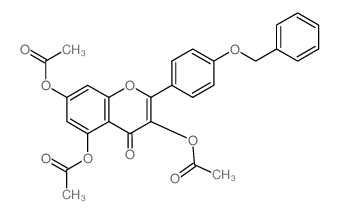 3,5-bis(acetyloxy)-2-(4-(benzyloxy)phenyl)-4-oxo-4H-chromen-7-yl acetate (en)4H-1-Benzopyran-4-one, 3,5,7-tris(acetyloxy)-2-[4-(phenylmethoxy)phenyl]- (en) Structure