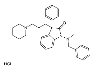 1-[benzyl(methyl)amino]-3-phenyl-3-(3-piperidin-1-ium-1-ylpropyl)indol-2-one,chloride Structure