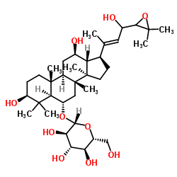 (3β,6α,12β,20E)-3,12,23-Trihydroxy-24,25-epoxydammar-20(22)-en-6-yl β-D-glucopyranoside结构式