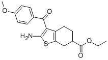 benzo[b]thiophene-6-carboxylic acid, 2-amino-4,5,6,7-tetrahydro-3-(4-methoxybenzoyl)-, ethyl ester结构式