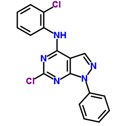 3-chloro-N-(2-chlorophenyl)-9-phenyl-2,4,8,9-tetrazabicyclo[4.3.0]nona-1,3,5,7-tetraen-5-amine结构式