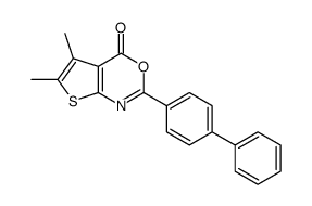 5,6-dimethyl-2-(4-phenylphenyl)thieno[2,3-d][1,3]oxazin-4-one结构式