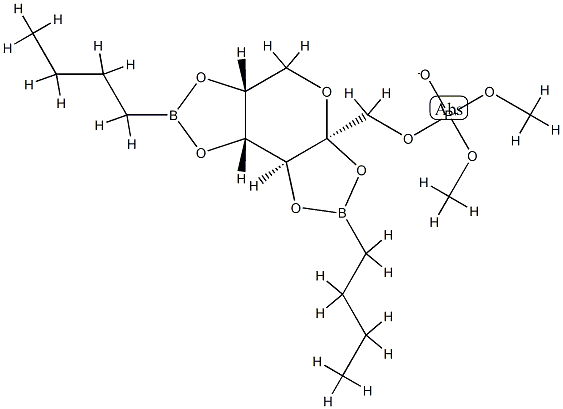 2-O,3-O:4-O,5-O-Bis(butylboranediyl)-β-D-fructopyranose 1-(phosphoric acid dimethyl) ester结构式