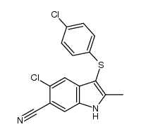 5-chloro3-[(4-chlorophenyl)thio]-2-methyl-1H-indole-6-carbonitrile Structure