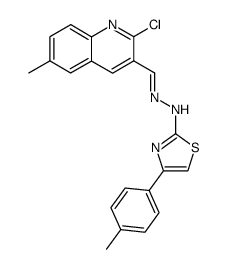N-[1-(2-Chloro-6-methyl-quinolin-3-yl)-meth-(E)-ylidene]-N'-(4-p-tolyl-thiazol-2-yl)-hydrazine Structure