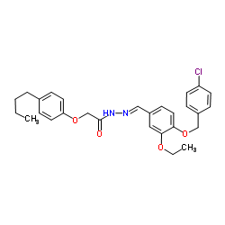 2-(4-Butylphenoxy)-N'-[(E)-{4-[(4-chlorobenzyl)oxy]-3-ethoxyphenyl}methylene]acetohydrazide结构式