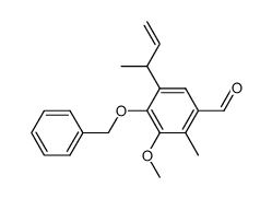 4-Benzyloxy-3-methoxy-2-methyl-5-(1-methyl-allyl)-benzaldehyde结构式