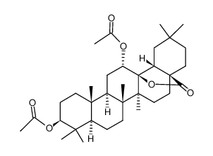 (3β,12α) 3,12-diacetoxy-olean-28-oic acid 28,13-lactone Structure