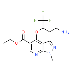 ethyl 4-[3-amino-1-(trifluoromethyl)propoxy]-1-methyl-1H-pyrazolo[3,4-b]pyridine-5-carboxylate结构式
