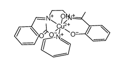 Cu((benzaldehyde)(2-hydroxyacetophenone)ethylenediamine-2H)(H2O)(acetate)(pyridine)结构式