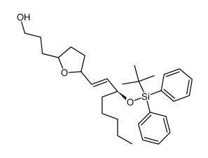 3-{5-[(E)-(S)-3-(tert-Butyl-diphenyl-silanyloxy)-oct-1-enyl]-tetrahydro-furan-2-yl}-propan-1-ol结构式
