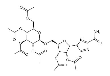 1-[2,3-di-O-acetyl-5-O-(2,3,4,6-tetra-O-acetyl-β-D-glucopyranosyl)-β-D-ribofuranosyl]-1,2,4-triazole-3-carboxamide Structure