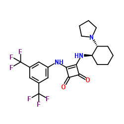 3-[[3,5-双(三氟甲基)苯基]氨基]-4-[[((1R,2R)-2-(1-吡咯烷基)环己基]氨基]-3-环丁烯-1,2-二酮结构式