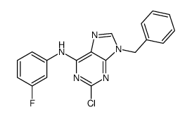 9-benzyl-2-chloro-N-(3-fluorophenyl)purin-6-amine结构式