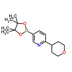 2-(Tetrahydro-2H-pyran-4-yl)-5-(4,4,5,5-tetramethyl-1,3,2-dioxaborolan-2-yl)pyridine Structure