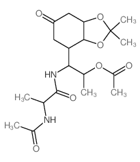 [1-(2-acetamidopropanoylamino)-1-(2,2-dimethyl-6-oxo-4,5,7,7a-tetrahydro-3aH-benzo[1,3]dioxol-4-yl)propan-2-yl] acetate结构式