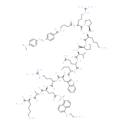DABCYL-γ-Abu-Arg-Pro-Lys-Pro-Val-Glu-Nva-Trp-Arg-Glu(EDANS)-Ala-Lys-NH2 Structure
