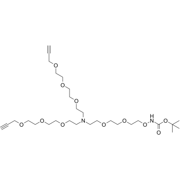 N-(t-Boc-Aminooxy-PEG2)-N-bis(PEG3-propargyl)结构式