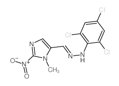 2,4,6-trichloro-N-[(3-methyl-2-nitro-imidazol-4-yl)methylideneamino]aniline结构式