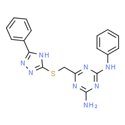 N~2~-phenyl-6-{[(5-phenyl-4H-1,2,4-triazol-3-yl)sulfanyl]methyl}-1,3,5-triazine-2,4-diamine structure