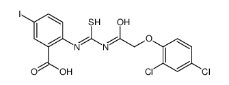 2-[[[[(2,4-DICHLOROPHENOXY)ACETYL]AMINO]THIOXOMETHYL]AMINO]-5-IODO-BENZOIC ACID结构式