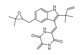 3-[(Z)-[5-[(3,3-Dimethyloxiranyl)methyl]-2-(1,1-dimethyl-2-propenyl)-1H-indol-3-yl]methylene]-6-methylene-2,5-piperazinedione结构式