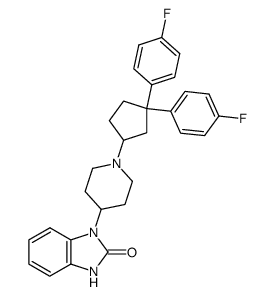 1-{1-[3,3-bis-(4-fluoro-phenyl)-cyclopentyl]-piperidin-4-yl}-1,3-dihydro-benzoimidazol-2-one结构式