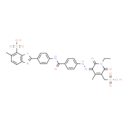 2-[4-[[4-[[1-ethyl-1,6-dihydro-2-hydroxy-4-methyl-6-oxo-5-(sulphomethyl)-3-pyridyl]azo]benzoyl]amino]phenyl]-6-methylbenzothiazole-7-sulphonic acid Structure