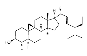 (22E,24ξ)-4α,14α-Dimethyl-9β,19-cyclo-5α-stigmast-22-en-3β-ol结构式