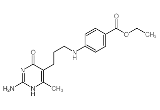 Benzoic acid,4-[[3-(2-amino-1,6-dihydro-4-methyl-6-oxo-5-pyrimidinyl)propyl]amino]-, ethylester结构式