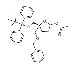 5-[(2,2-dimethyl-1,1-diphenyl-1-silapropoxy)methyl]-5-[(phenylmethoxy)methyl]oxolan-2-yl acetate结构式