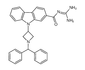 N-(diaminomethylene)-9-[1-(diphenylinethyl)azetidin-3-yl]-9H-carbazole-2-carboxamide Structure