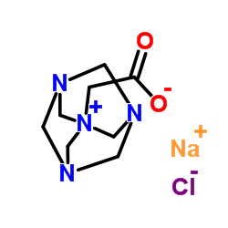 Sodium chloride 3,5,7-triaza-1-azoniatricyclo[3.3.1.13,7]dec-1-ylacetate (1:1:1) Structure